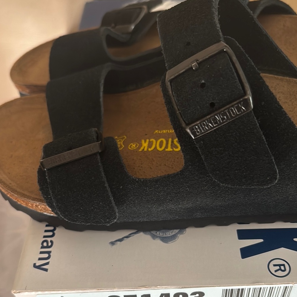 Birkenstock Arizona style Black Two-Strap Sandals with Adjustable Buckles